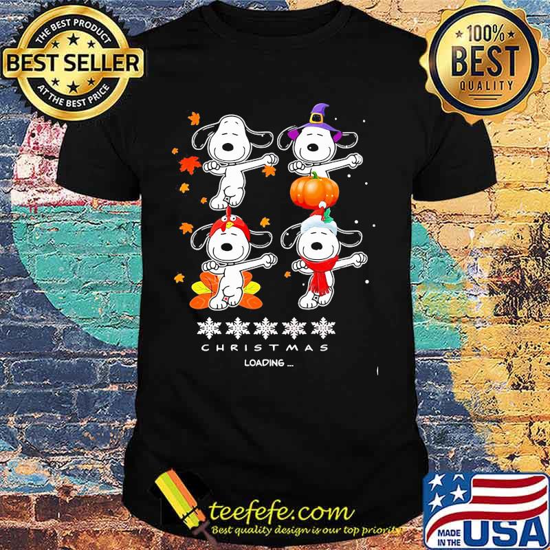 Snoopy christmas loading fall leaves map shirt