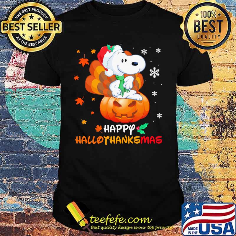 Snoopy happy hallothanksmas halloween thanksgiving christmas shirt