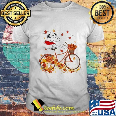 Snoopy riding bicycle leaves map fall shirt