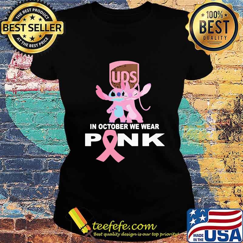 Stitch and girlfriend ups in october we wear pink breast cancer awareness s Ladies tee Stitch and girlfriend ups in october we wear pink breast cancer awareness s Ladies tee