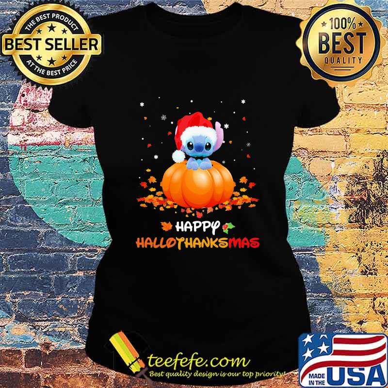 Stitch happy haloo thanks mas Halloween Christmas s Ladies tee Stitch happy haloo thanks mas Halloween Christmas s Ladies tee