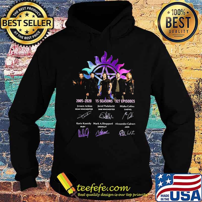 Supernatural 2005 2002 15 seasons 327 episodes signatures s Hoodie Supernatural 2005 2002 15 seasons 327 episodes signatures s Hoodie