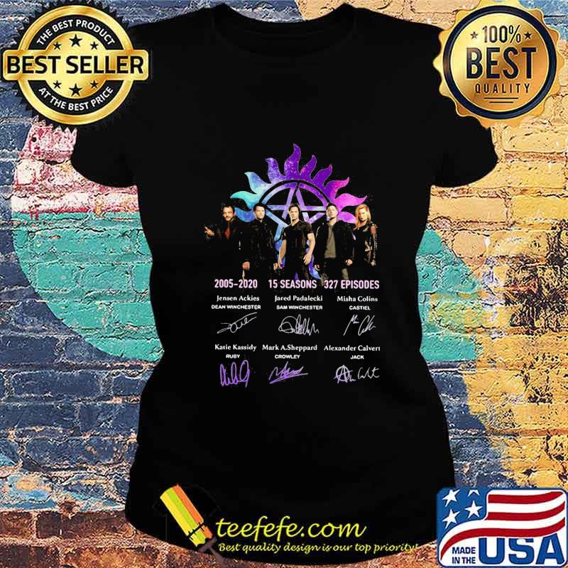 Supernatural 2005 2002 15 seasons 327 episodes signatures s Ladies tee Supernatural 2005 2002 15 seasons 327 episodes signatures s Ladies tee