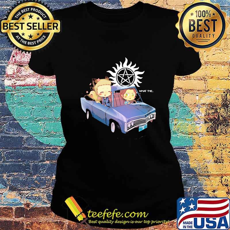 Supernatural dean winchester sam winchester chibi riding car what the s Ladies tee Supernatural dean winchester sam winchester chibi riding car what the s Ladies tee