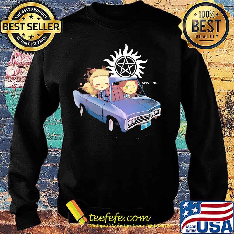 Supernatural dean winchester sam winchester chibi riding car what the s Sweater Supernatural dean winchester sam winchester chibi riding car what the s Sweater