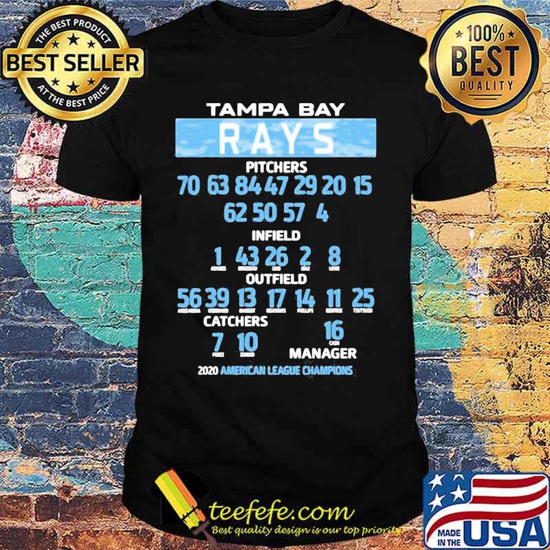 Tampa bay rays pitchers infield outfield catches manager 2020 american league champions shirt