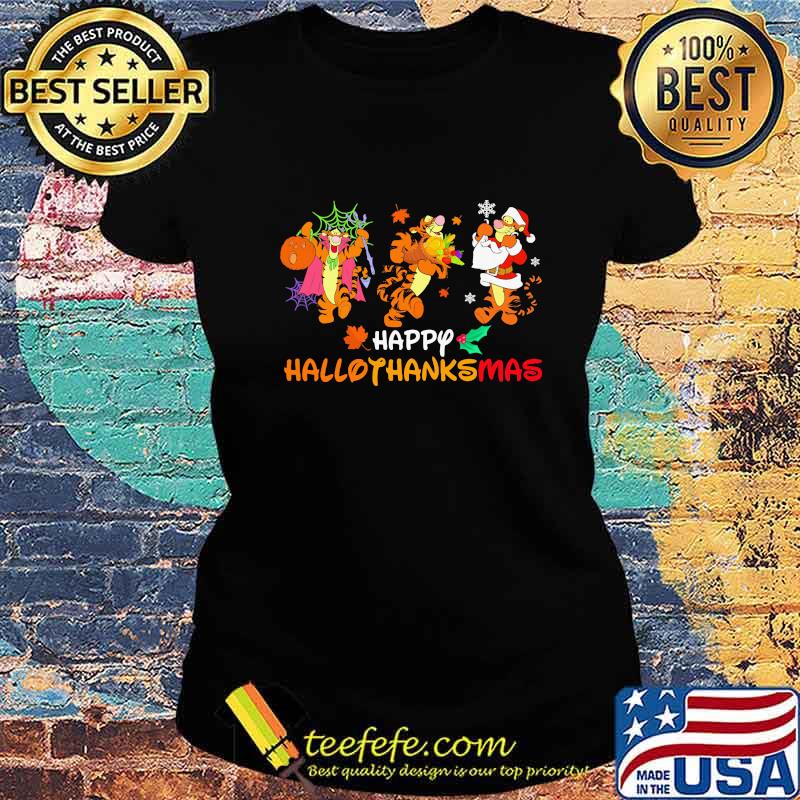 Tigger happy hallothanksmas halloween thanksgiving christmas s Ladies tee Tigger happy hallothanksmas halloween thanksgiving christmas s Ladies tee