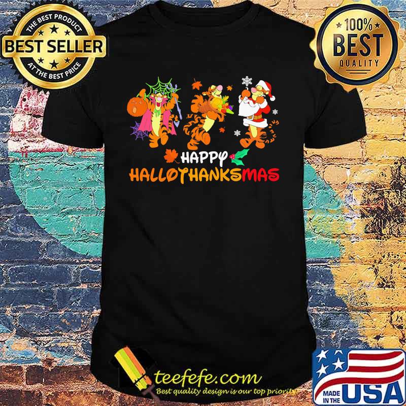 Tigger happy hallothanksmas halloween thanksgiving christmas shirt