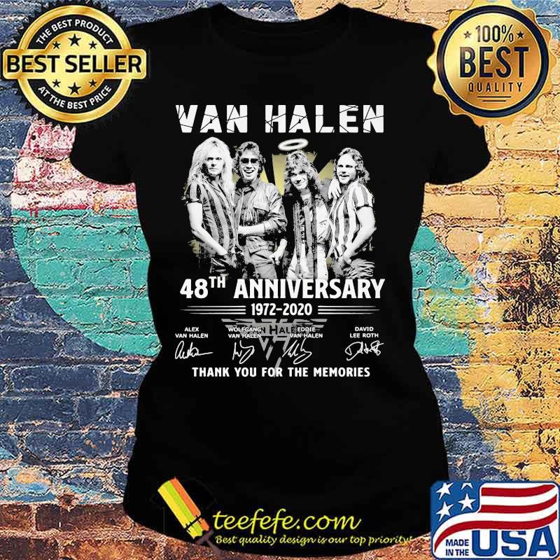 Van halen 48th anniversary 1972 2020 thank for the memories signatures s Ladies tee Van halen 48th anniversary 1972 2020 thank for the memories signatures s Ladies tee