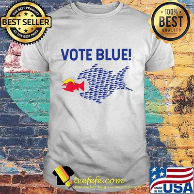 vote blue fish eating red fish trump fishes against trump T-Shirt