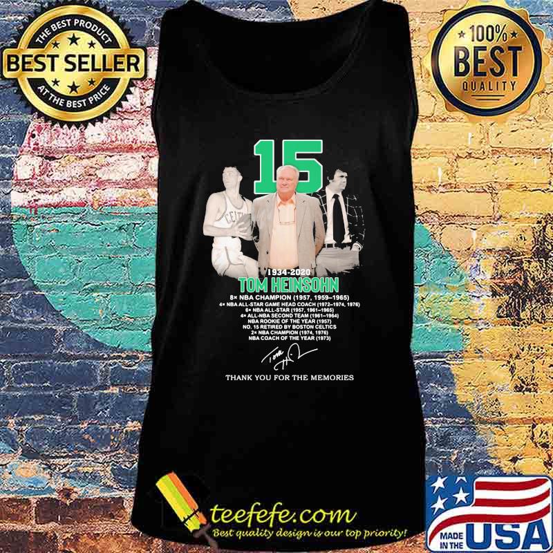 15 1934 2020 tom heinsohn thank you for the memories signature s Tank top 15 1934 2020 tom heinsohn thank you for the memories signature s Tank top