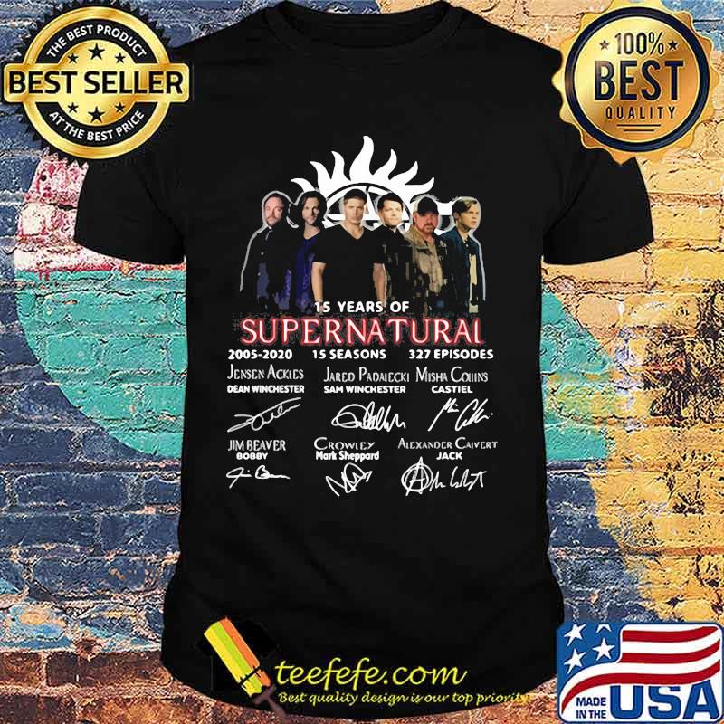 15 years of supernatural 2005-2020 15 seasons 327 episodes signatures shirt