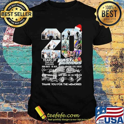 20 years of 2001 2021 10 movies fast and furious thank you for the memories signatures shirt
