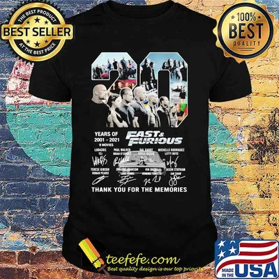 20 years of 2001 2021 9 movies fast and furious thank you for the memories signatures shirt