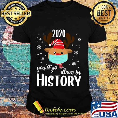 2020 reindeer you'll go down in history funny christmas quarantine shirt