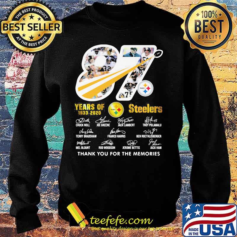 87 years of 1933 2020 pittsburgh steelers thank you for the memories signatures s Sweater 87 years of 1933 2020 pittsburgh steelers thank you for the memories signatures s Sweater