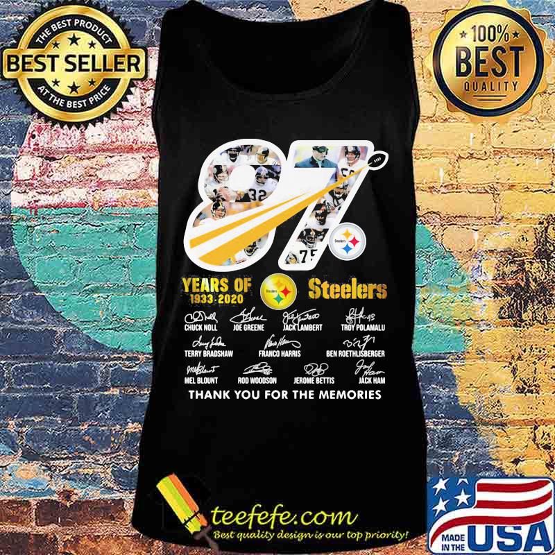 87 years of 1933 2020 pittsburgh steelers thank you for the memories signatures s Tank top 87 years of 1933 2020 pittsburgh steelers thank you for the memories signatures s Tank top