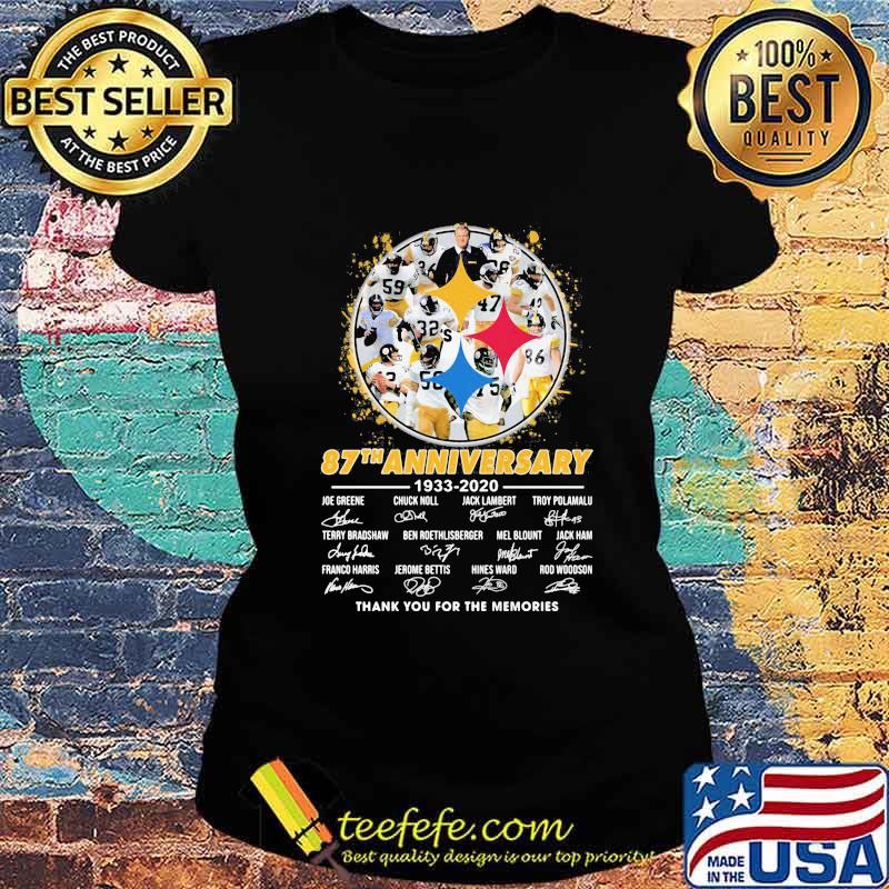 87th Anniversary 1933 2020 Steelers Signuature Team Shirt Ladies tee 87th Anniversary 1933 2020 Steelers Signuature Team Shirt Ladies tee