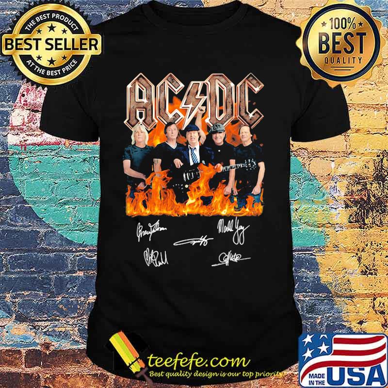 Acdc band fire signatures shirt Acdc band fire signatures shirt
