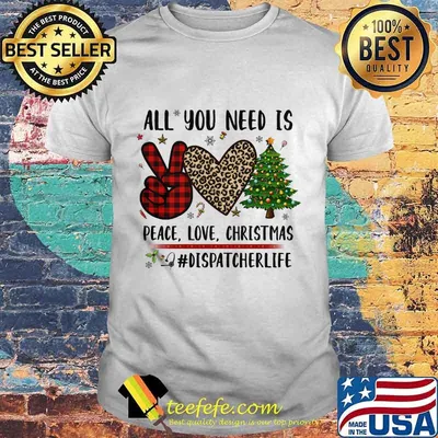 All You Need Is Peace Love Christmas Dispatcher Life Heart Leopard Plaid Shirt
