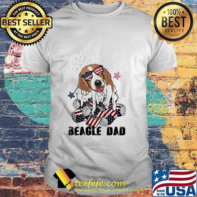 Beagle Dad Beer Sunglasses American Flag Shirt