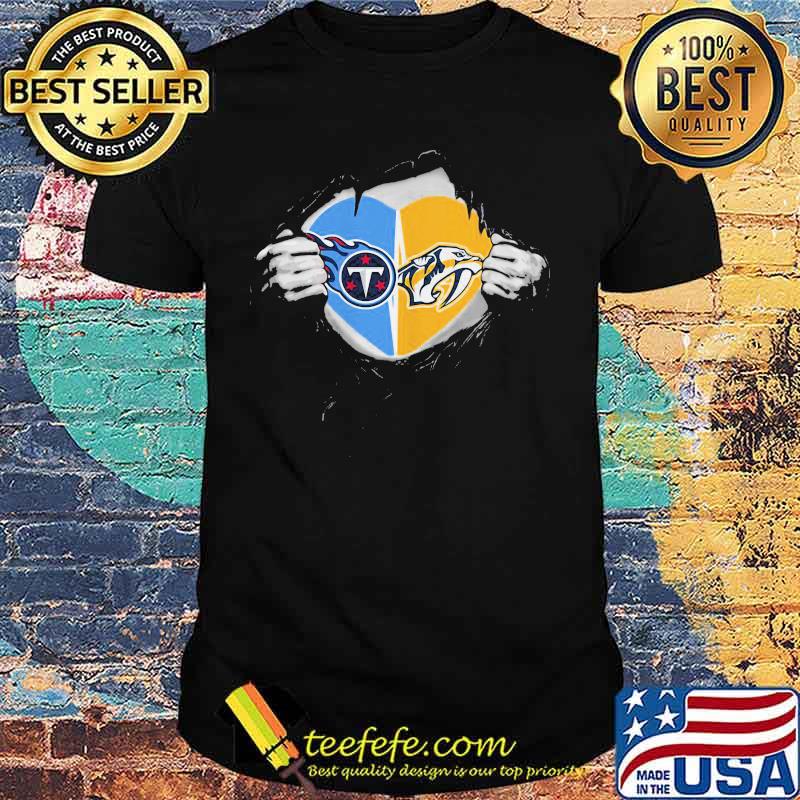 Blood inside tennessee titans and nashville predators shirt