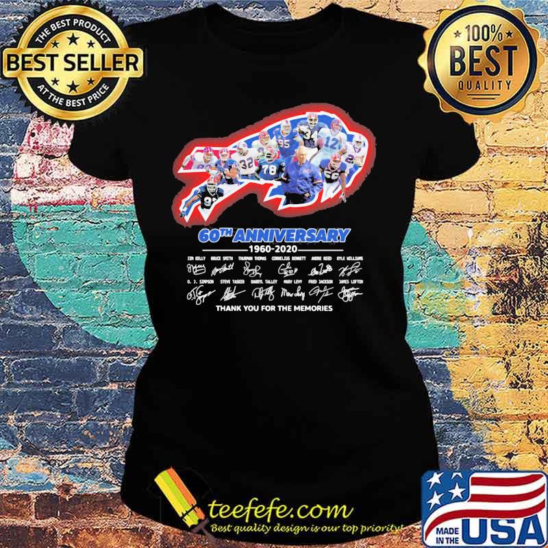 Buffalo bills 60th anniversary 1960 2020 thank you for the memories signatures s Ladies tee Buffalo bills 60th anniversary 1960 2020 thank you for the memories signatures s Ladies tee