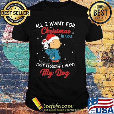Charlie brown and snoopy all i want for christmas is you just kidding i want my dog shirt