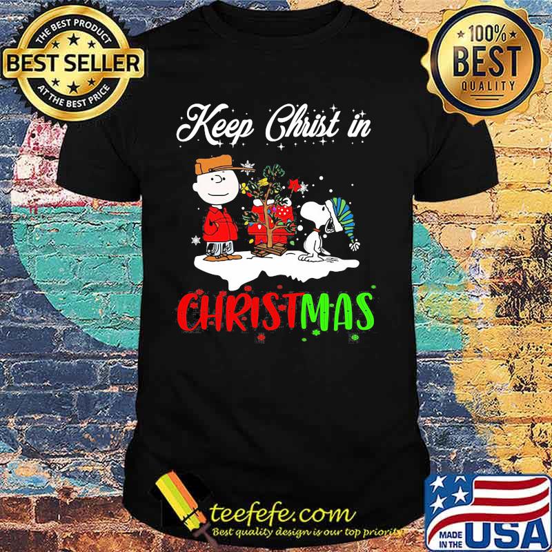 Charlie brown and snoopy keep christ in christmas shirt