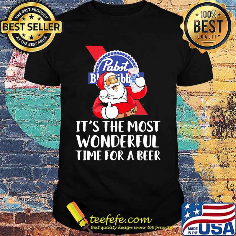 Christmas santa pabst blue ribbon it's the most wonderful time for a beer shirt