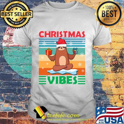 Christmas vibes santa sloth yoga christmas sloth vintage retro shirt