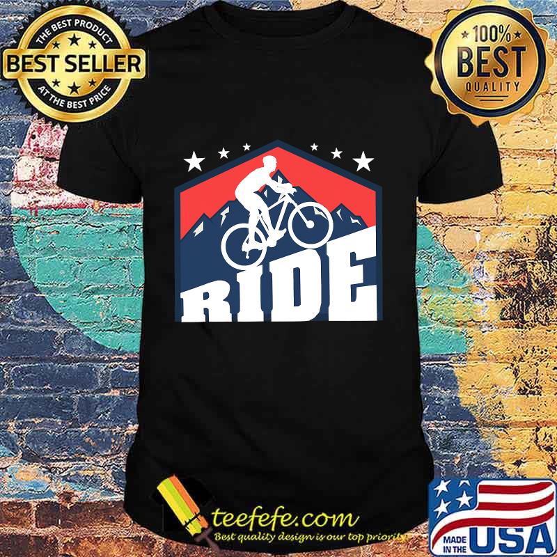 Cyclist In Front Of A Blue Mountain Scenery Bicycle Shirt