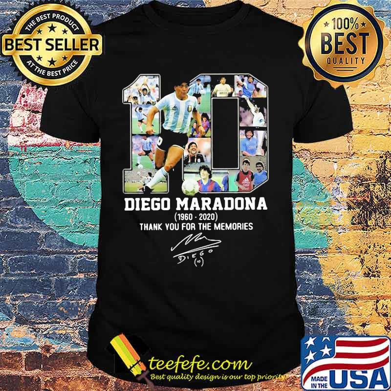 Diego Maradona 10 Argentina Football Thank You For The Memories 1960 2020 Signuature Shirt
