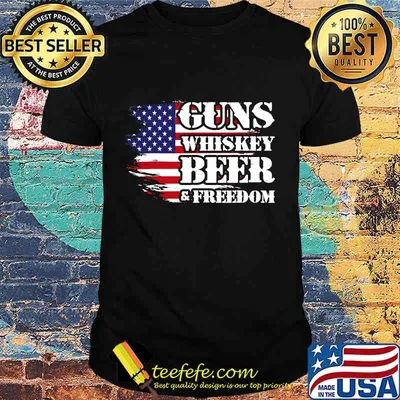 Distressed patriotic flag guns whisky beer freedom american flag shirt