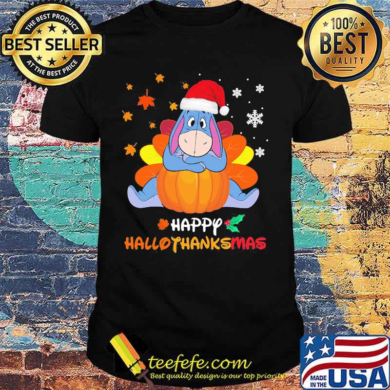 Eeyore donkey happy hallothanksmas halloween thanksgiving christmas shirt