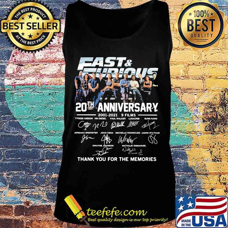 Fast and furious 20th anniversary 2001 2021 9 films thank for the memories signatures s Tank top Fast and furious 20th anniversary 2001 2021 9 films thank for the memories signatures s Tank top