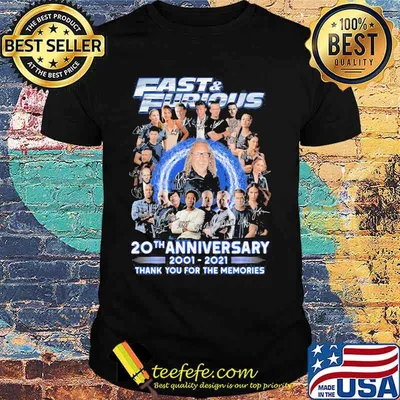 Fast and furious 20th anniversary 2001 2021 thank for the memories signatures shirt