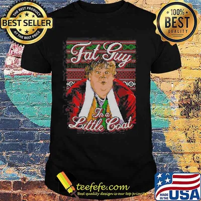 Fat guy in a little coat  ugly christmas shirt