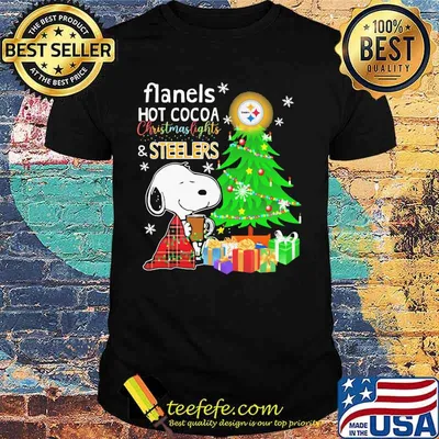 Flannels Hot Cocoa Christmaslights Steelers Christmastree Snoopy Shirt