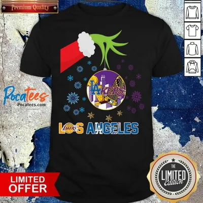 Funny Grinch Hand Holding Lakers Los Angeles Christmas Shirt