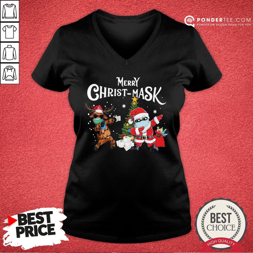 Good Merry Chrismask Santa Reindeer Face Mask Christmas Shirt