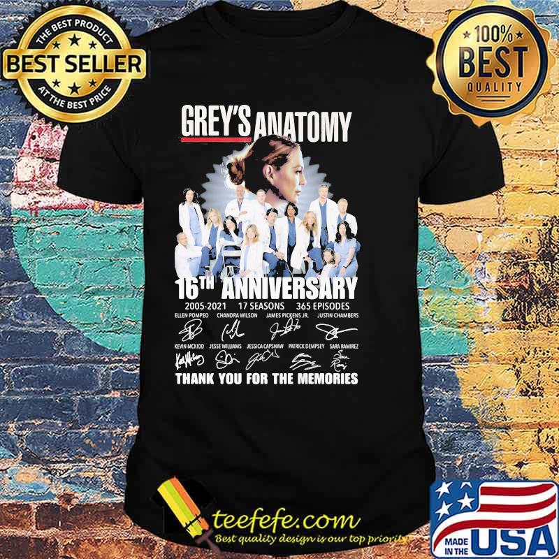 Grey’s Anatomy 16th Anniversary Birthday Thank For The Memories Signature Shirt