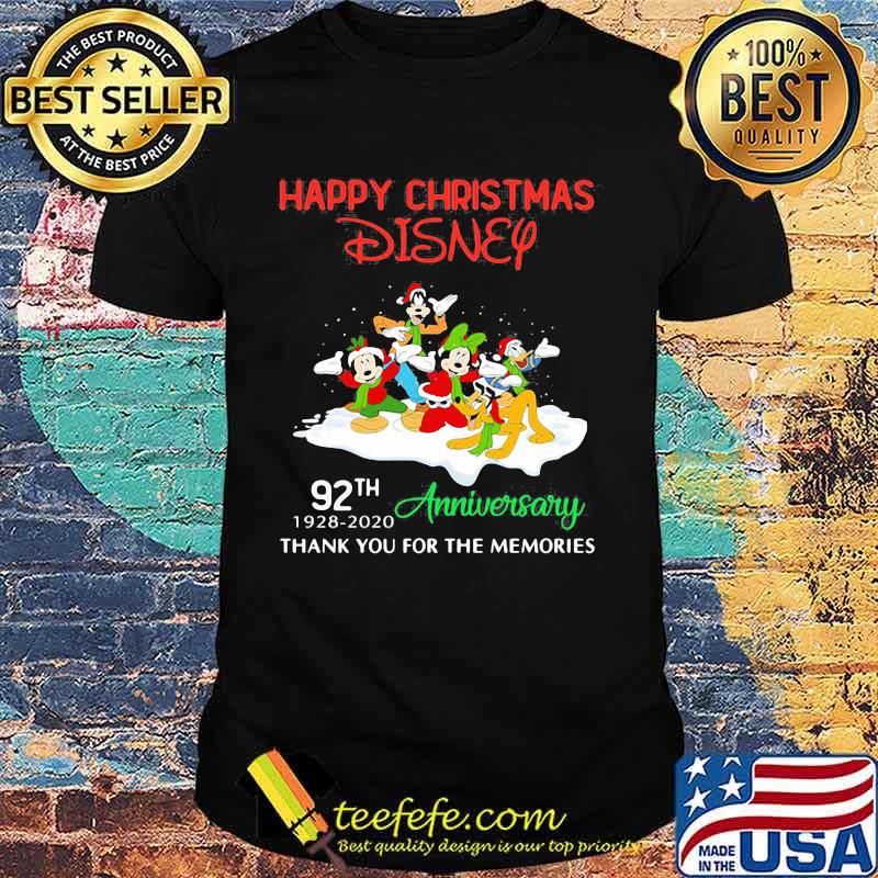 Happy christmas disney 92th 1928 2020 anniversary thank you for the memories shirt Happy christmas disney 92th 1928 2020 anniversary thank you for the memories shirt