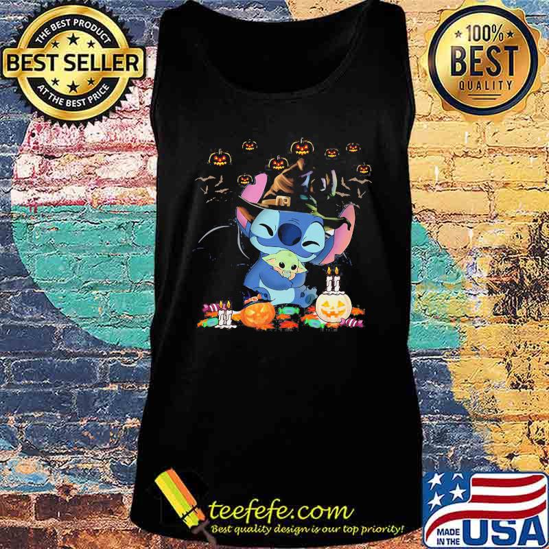 Happy halloween stitch hug baby yoda pumpkins s Tank top Happy halloween stitch hug baby yoda pumpkins s Tank top