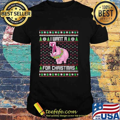 I Want A Hippopotamus For Christmas Ugly Holiday Shirt