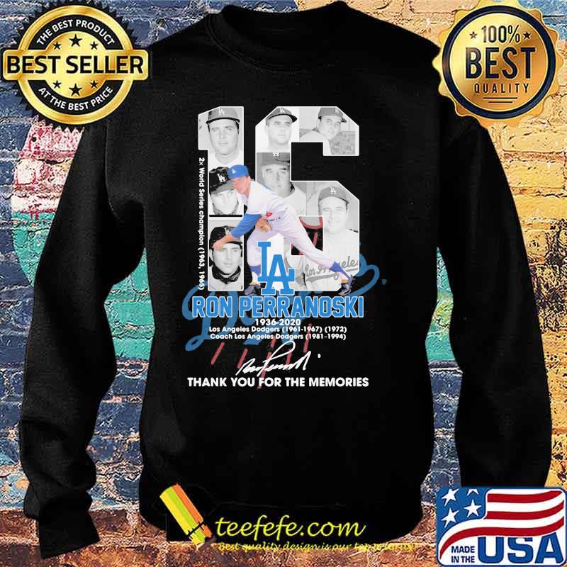 Los angeles dodgers 16 ron perranoski 1936-2020 thank you for the memories signature s Sweater Los angeles dodgers 16 ron perranoski 1936-2020 thank you for the memories signature s Sweater
