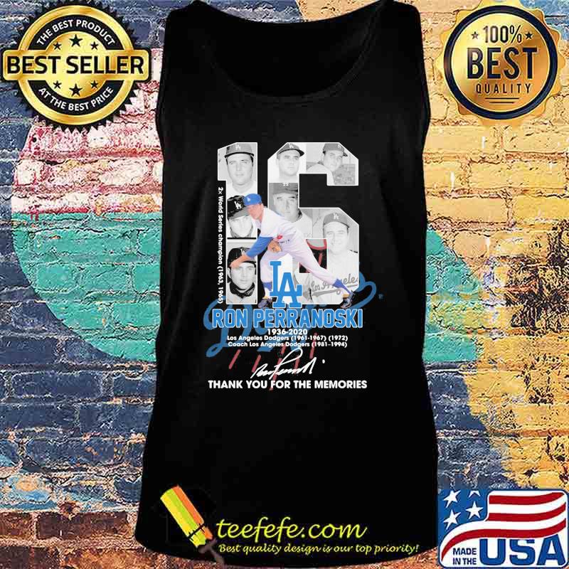 Los angeles dodgers 16 ron perranoski 1936-2020 thank you for the memories signature s Tank top Los angeles dodgers 16 ron perranoski 1936-2020 thank you for the memories signature s Tank top