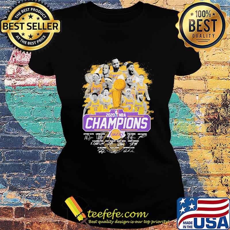 Los angeles lakers 2020 nba champions signatures s Ladies tee Los angeles lakers 2020 nba champions signatures s Ladies tee