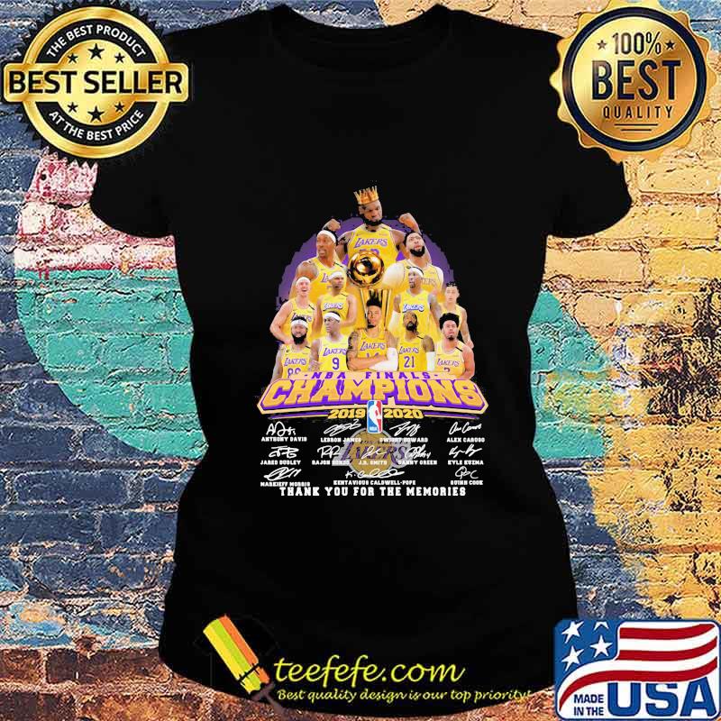 Los angeles lakers NBA final champions 2019 2020 thank you for the memories signatures s Ladies tee Los angeles lakers NBA final champions 2019 2020 thank you for the memories signatures s Ladies tee