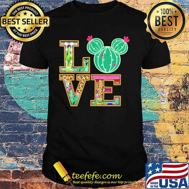 Love mickey mouse cactus leopard shirt
